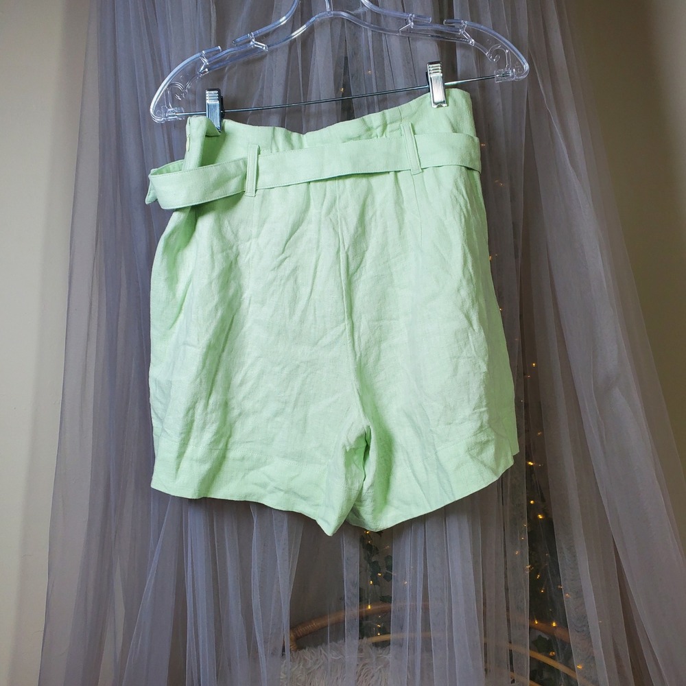 Clean Girl Modern Preppy Linen Blend Shorts Wide Leg Pistachio Green Size M - Picture 4 of 7